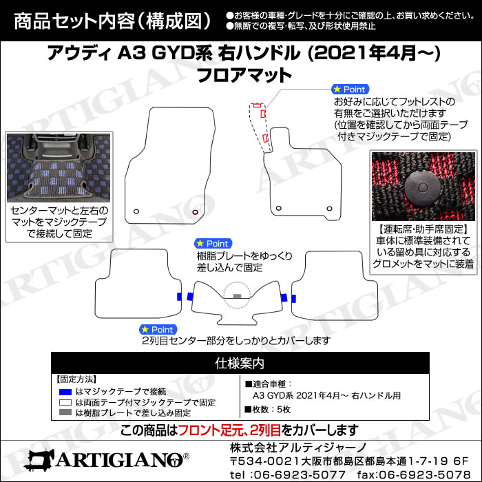 アウディ A3 GYD系 フロアマット ラゲッジマット 右ハンドル用 R1000 